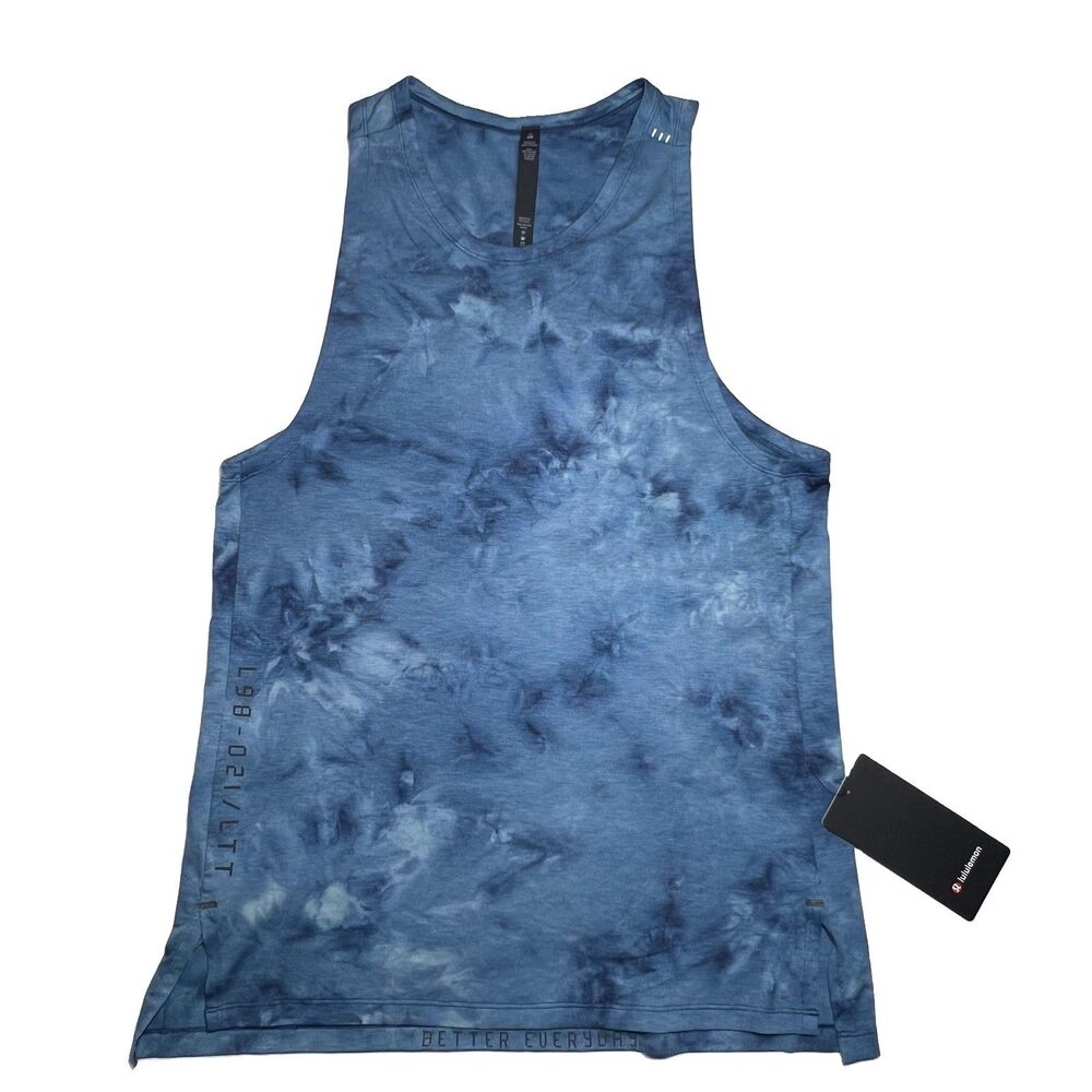 Lululemon Mens Always Agile Tank Blue Tie Dye Intersec Training Top Size M  NEW